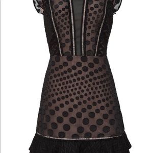 REISS Alexa lace ruffle dress